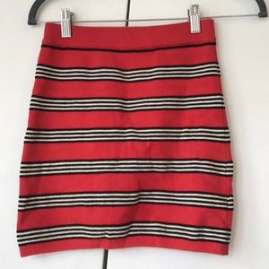 Orange black and white striped skirt